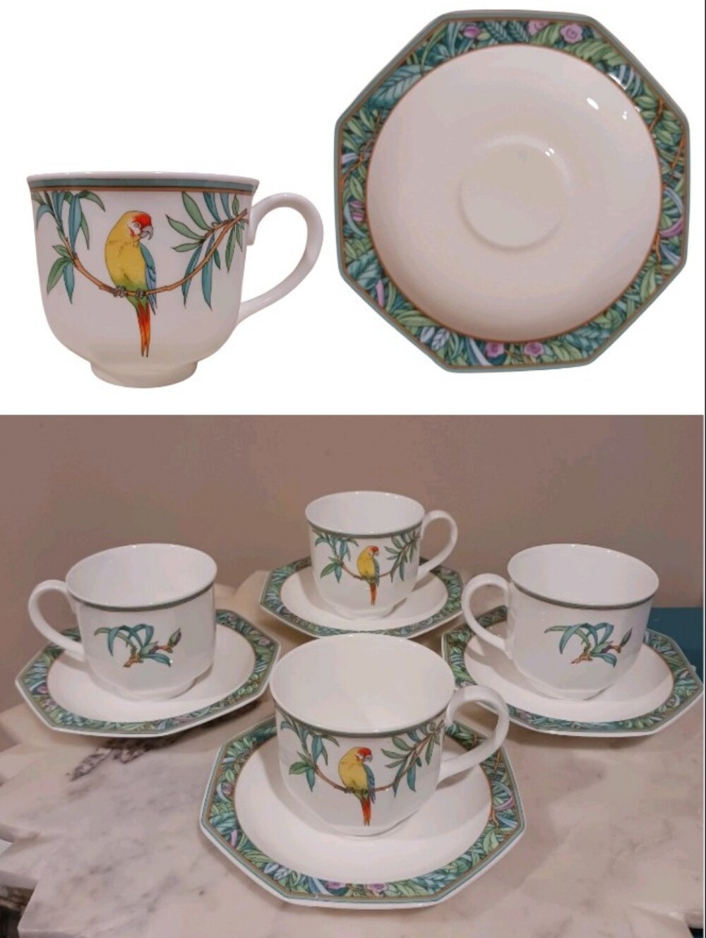 Heinrich Villeroy & Boch 8-PC Amazona Tea Cup & Saucer Set